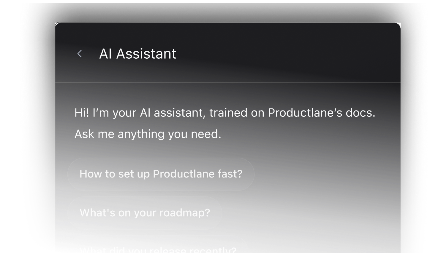 AI assistant chat with suggested questions